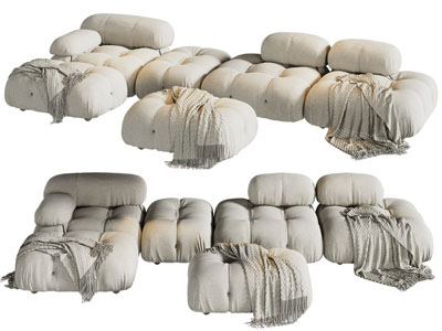 现代布艺拼接多人沙发3d模型 现代布艺拼接多人沙发