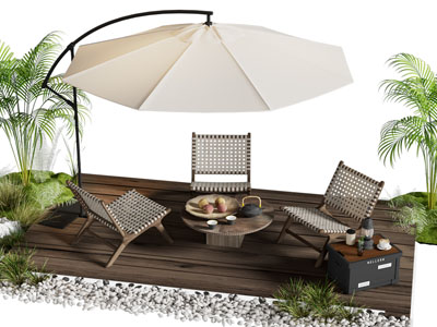 现代户外遮阳伞 休闲椅子 茶几组合