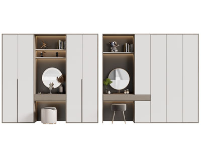 现代带梳妆台的衣柜3d模型 现代带梳妆台的衣柜