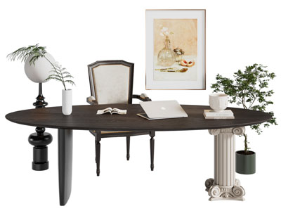 法式书桌椅组合3d模型 法式书桌椅组合