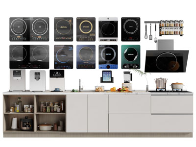 现代电磁炉 直饮机 抽油烟机 橱柜3d模型 现代电磁炉 直饮机 抽油烟机 橱柜