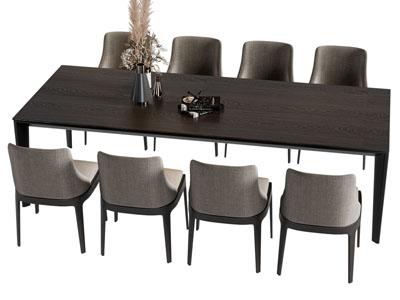 现代长方形餐桌椅组合