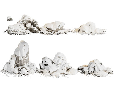 现代盖满雪的石头 雪景 景观石头