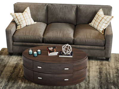 现代中古风多人沙发 椭圆形茶几3d模型 现代中古风多人沙发 椭圆形茶几