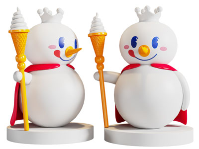 现代雪人雕塑雕刻摆件组合