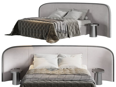 现代加宽床头的双人床 床头几