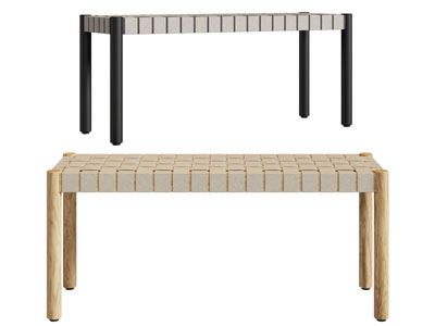 现代长方形编织长凳子