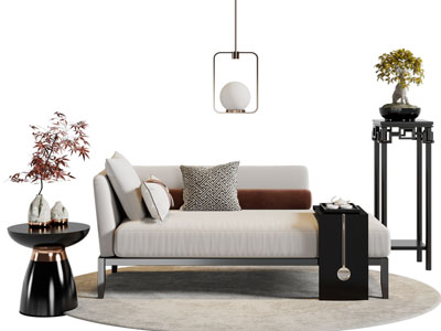 新中式贵妃椅 美人榻 花架