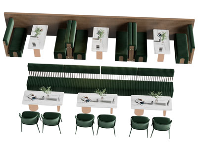 现代饭店卡座餐桌椅组合