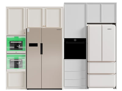 现代嵌入柜体的电冰箱3d模型 现代嵌入柜体的电冰箱