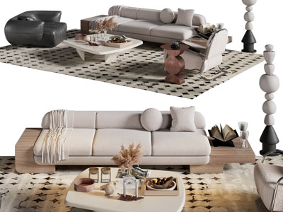 法式多人沙发 单人沙发和茶几组合