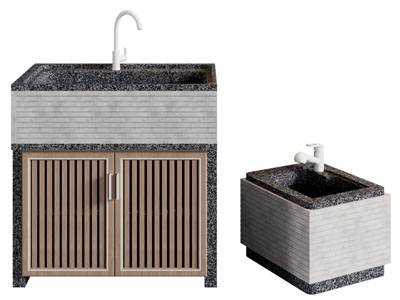 现代洗手台 拖把池