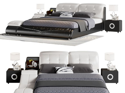 现代双人床 床头柜