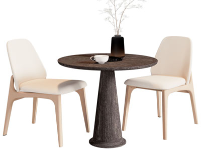 侘寂风圆形餐桌椅组合