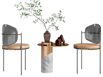 现代休闲椅子 边几