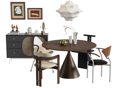 现代中古风餐桌椅组合 玄关柜