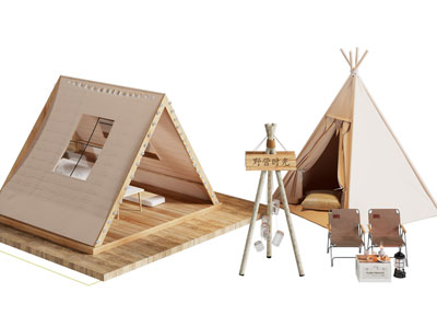 现代露营帐篷 美陈