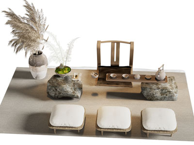 侘寂风景观茶桌 茶椅组合