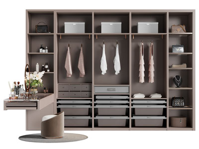 现代开放式衣柜 梳妆台