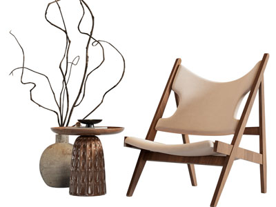 侘寂风休闲椅子 边几