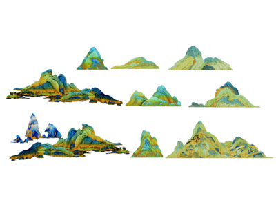 新中式山脉墙饰 墙贴