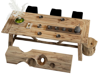 侘寂风实木茶桌椅组合