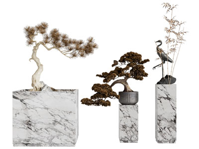 新中式松树盆景盆栽 摆件组合