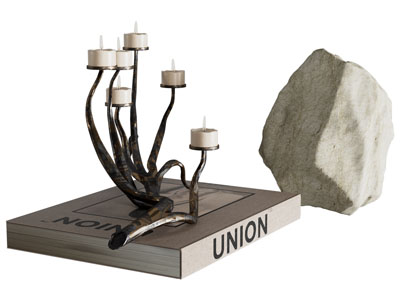 现代书本 烛台 摆件组合