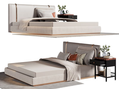 新中式双人床 床头柜