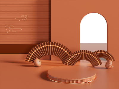 新中式美陈 电商产品展示台