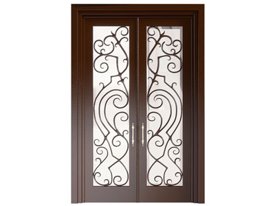 美式双开门 玻璃雕花平开门