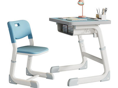 现代学生书桌椅组合3d模型 现代学生书桌椅组合