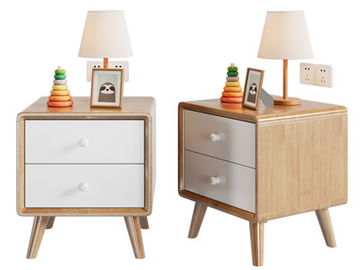 北欧实木床头柜