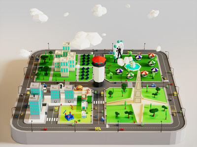 现代卡通城市 卡通建筑