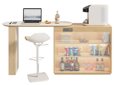 现代带酒柜的吧台吧椅