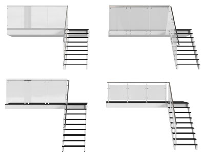 现代玻璃扶手的楼梯3d模型 现代玻璃扶手的楼梯
