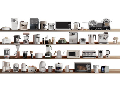 现代咖啡机 直饮机 吐司机 烤箱 厨房电器3d模型 现代咖啡机 直饮机 吐司机 烤箱 厨房电器