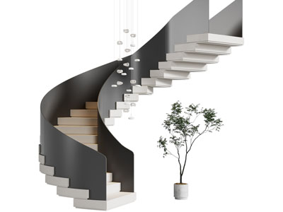 现代旋转楼梯3d模型 现代旋转楼梯