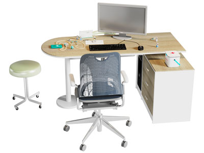 现代门诊室转角办公桌椅组合