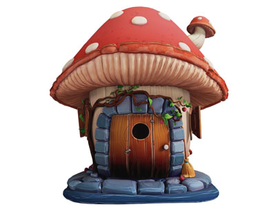 现代卡通蘑菇房子 卡通场景小品