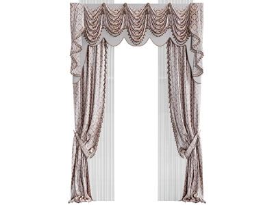 欧式窗帘窗纱3d模型 欧式窗帘窗纱