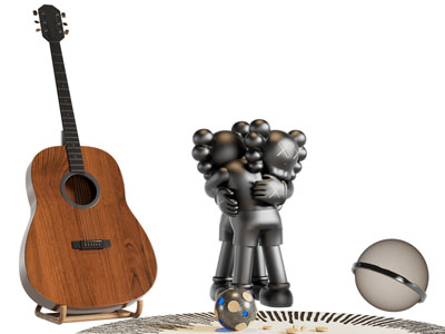 现代木吉他 Kaws公仔雕塑摆件