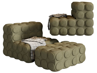 现代单人沙发 脚踏