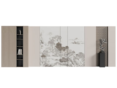 新中式装饰柜 背景墙