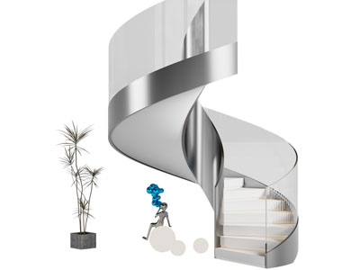 现代螺旋旋转楼梯3d模型 现代螺旋旋转楼梯