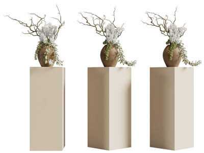 侘寂风陶艺花瓶花卉