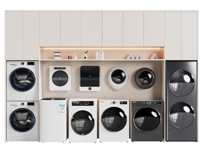 现代洗衣机收纳柜