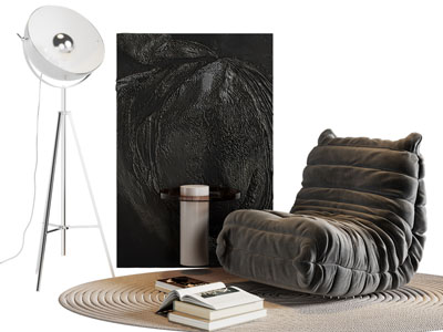 现代懒人沙发 地画 落地灯