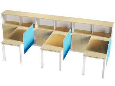 现代带收纳柜的办公桌