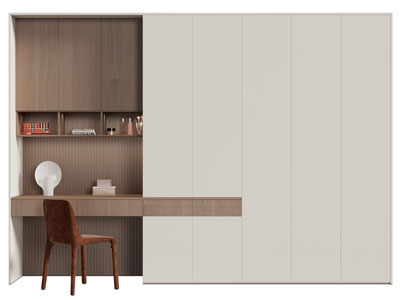 现代带书桌椅的衣柜3d模型 现代带书桌椅的衣柜